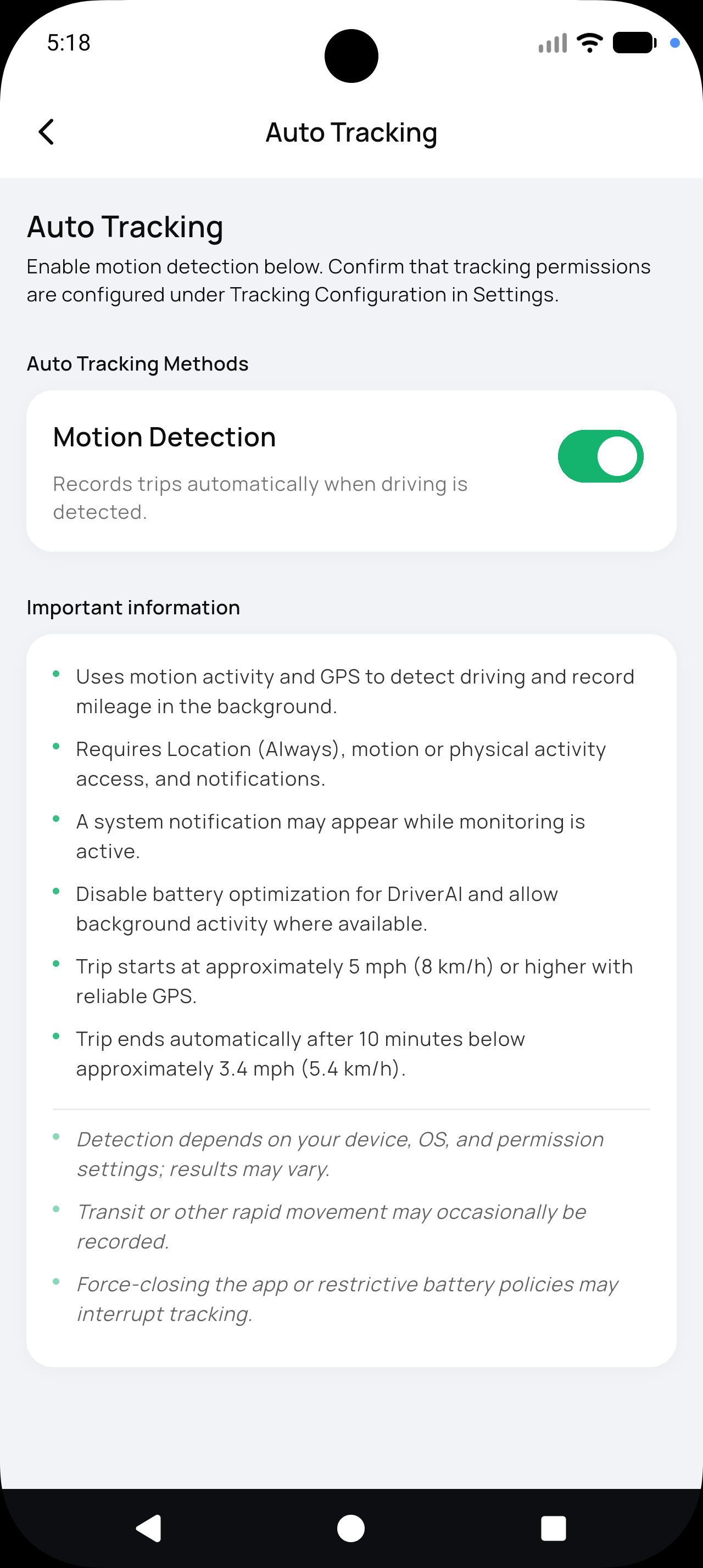 Auto Tracking — Motion Detection on Android