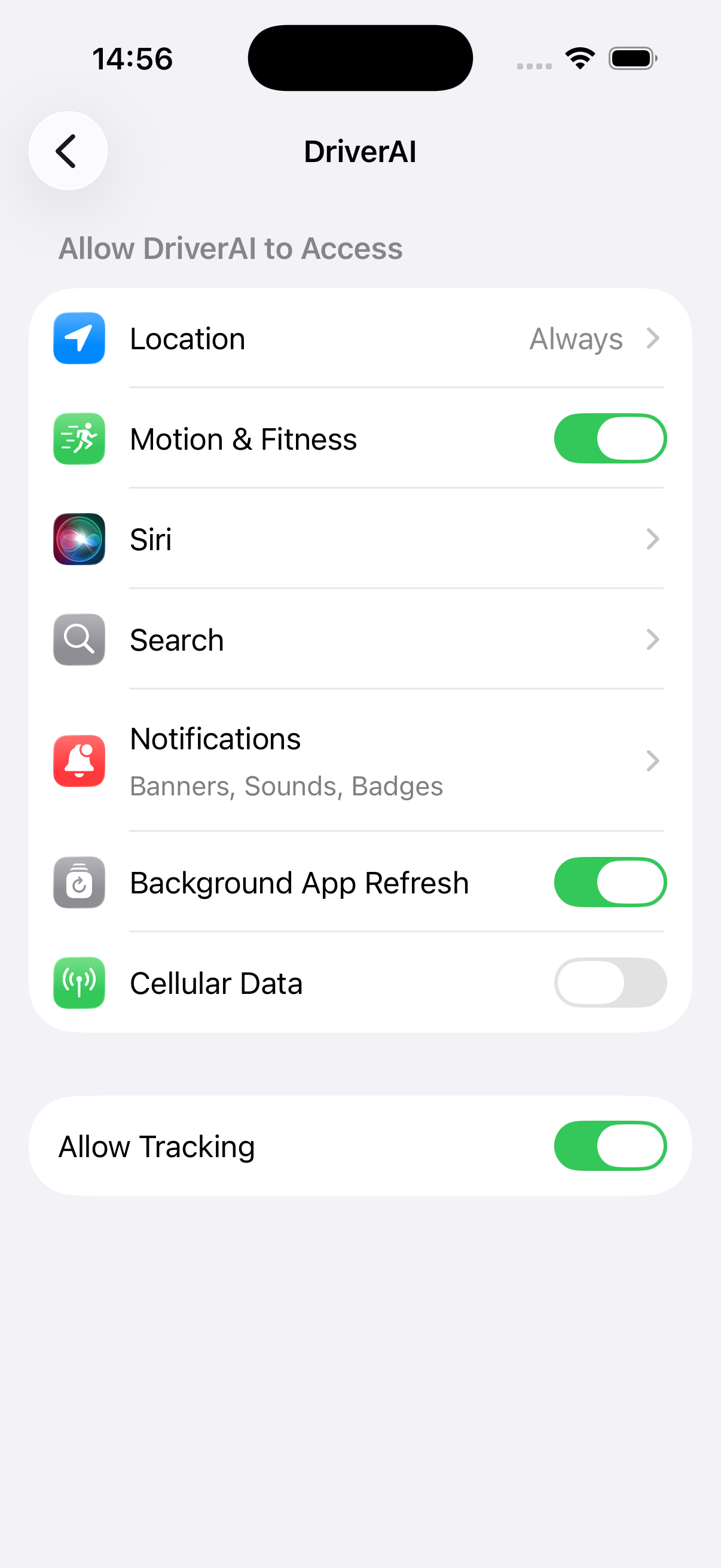 iPhone Location set to Always